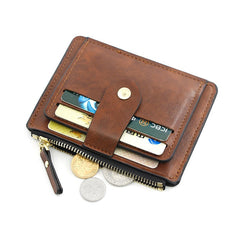 Credit ID Card Holder. Slim Leather Wallet With Coin Pocket.
