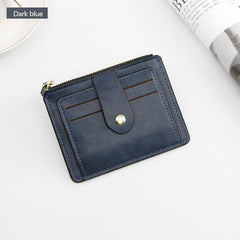 Credit ID Card Holder. Slim Leather Wallet With Coin Pocket.