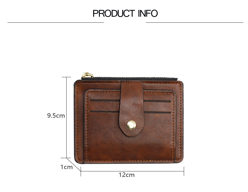 Genuine Leather Women's Multi Pockets Slim Card Holder with Coin