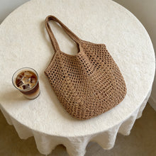 Load image into Gallery viewer, Beach Tote Bag, Summer Mesh Hollow Straw Tote Bag