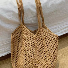 Load image into Gallery viewer, Beach Tote Bag, Summer Mesh Hollow Straw Tote Bag