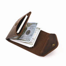 Load image into Gallery viewer, Genuine Leather Minimalist Men's Cash/Credit Card Holder With Flap Closure