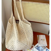 Load image into Gallery viewer, Beach Tote Bag, Summer Mesh Hollow Straw Tote Bag