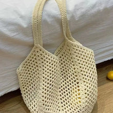 Load image into Gallery viewer, Beach Tote Bag, Summer Mesh Hollow Straw Tote Bag