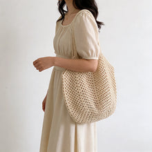 Load image into Gallery viewer, Beach Tote Bag, Summer Mesh Hollow Straw Tote Bag