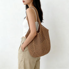 Load image into Gallery viewer, Beach Tote Bag, Summer Mesh Hollow Straw Tote Bag