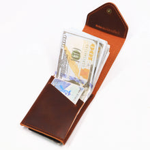 Load image into Gallery viewer, Genuine Leather Minimalist Men's Cash/Credit Card Holder With Flap Closure