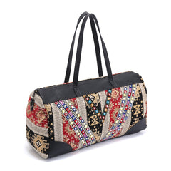 Bohemian Designer Embroidered Flower Pattern Barrel Bag