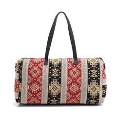 Bohemian Designer Embroidered Flower Pattern Barrel Bag