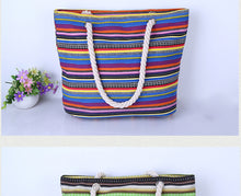 Load image into Gallery viewer, New canvas stripe shopping bag  -  large capacity. Beach or daily use.