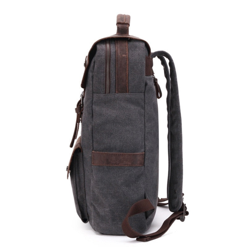 Waterproof Canvas Vintage College Rucksack in Canvas and Real Leather