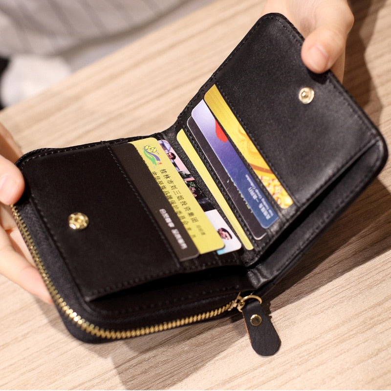 Short Wallets PU Leather Card Holder with Integral Coin Purse