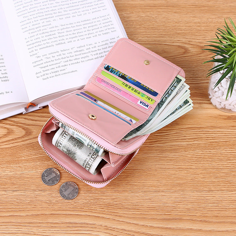 Short Wallets PU Leather Card Holder with Integral Coin Purse